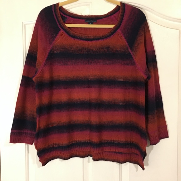 Westbound Petites size large brick and navy muted stripe sweater, lightw… - Picture 1 of 7
